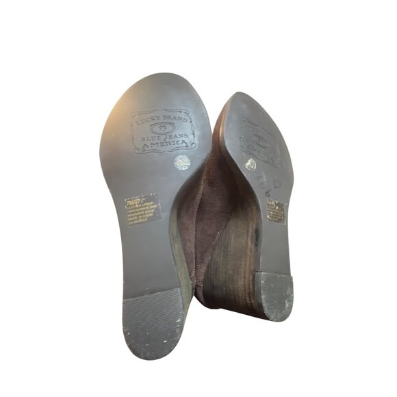 Lucky Brand Womens Brown Suede Wedge Ankle Boots Size 7 - Picture 5 of 6